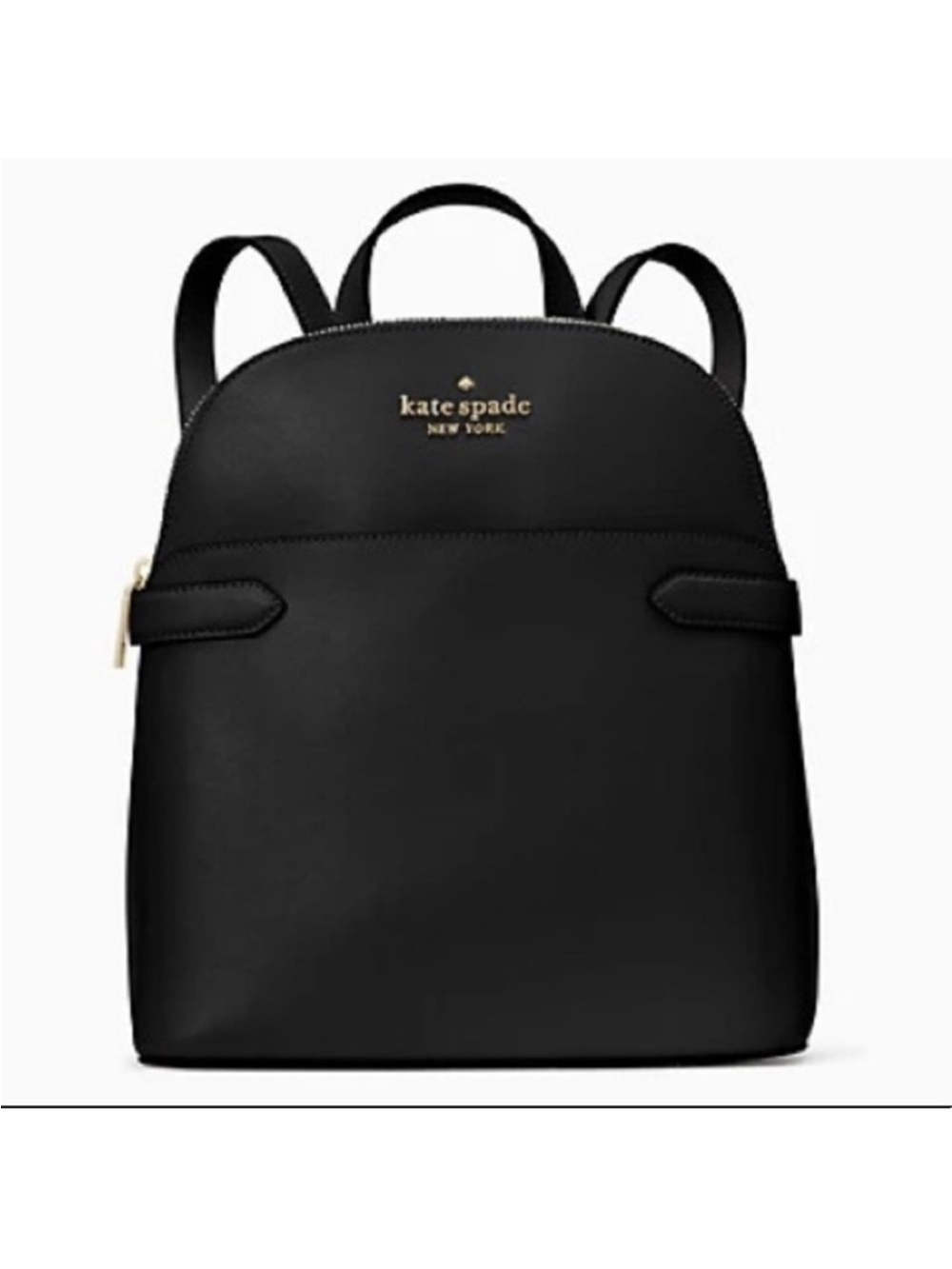 kate spade Black Leather Dome Backpack with Gold Logo